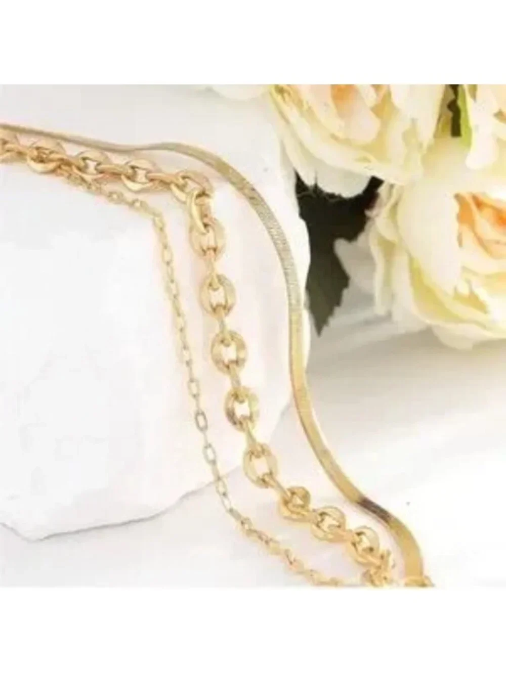 Gold 14k Gold Plated Snake Chain Layered Bracelet